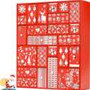 SUNGIFT Wooden Advent Calendar, Red Wood Reusable Advent Calendars with 24 Drawers, 15 Inch Countdown to Christmas Empty Refillable Advent Calendar to Fill 2025