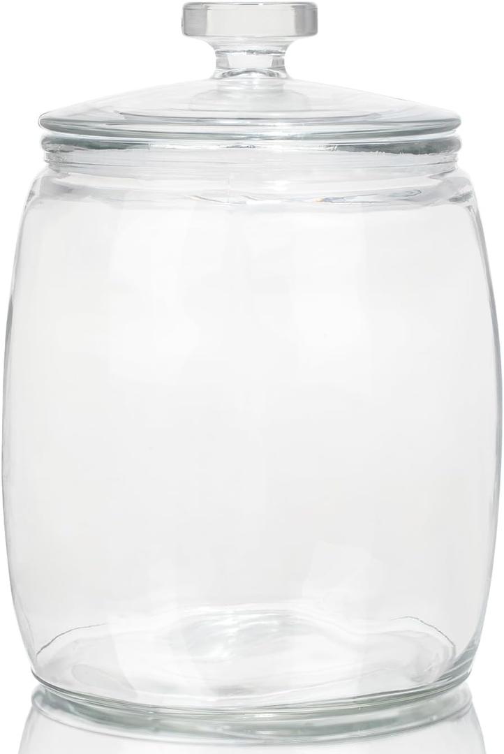 CATPOWER 2.5 Gallon Wide Mouth Glass Storage Jars with Heavy Glass Lids - Large Cookie Jars for Kitchen, Ideal for Flour, Rice, Sugar, Pasta, and Candy