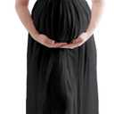 Maternity Lace Dress for Photoshoot Off Shoulder Gown Pregnancy Dresses for Photography (Black, XL)