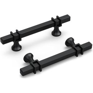 goldenwarm 25 Pack 3 Inch Black Cabinet Pulls Square Drawer Handles Hardware for Kitchen Dresser Cupboard (3in hole center)