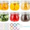 HINGWAH 16 oz Glass Jars with Airtight Lids, 6 Pack Wide Mouth Mason Jars with Clamp Lids for Kitchen Canisters, Food Storage Containers for Pickling, Coffee, Spices, Sugar, Herbs