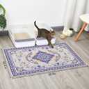 Glittme Cat Litter Mat with Non-Slip Bottom Litter Box Mat 33"X22" Litter Trapping Mat Easy to Clean Washable Cat Food Mat for Kitty, L