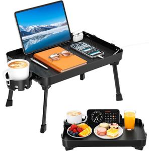 KDD Bed Tray Table with Folding Legs,Breakfast Tray with Removable Cup Holder & Phone Tablet Holder,Foldable Lap Tray for Bed, Sofa,Laptop Desk,Working,Snack, Kitchen Serving Tray,TV Table,Reading