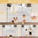 Reinforced 42" Extra Tall Retractable Baby Gates Tall Dog Gate with Support Rods, 55" Wide Mesh Gate Retractable Pet Gate Indoor/Outdoor Baby Gates for Dogs - Bottom Anti-Escape, White