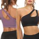 Sykooria Womens One Shoulder Sports Bras Workout Left Strap Yoga Bras Cute Medium Support Crop Tops Size XL