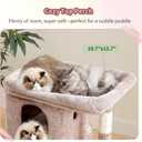 Heybly Cat Tree, 25.6-inch Cat Tower with Spacious Top Perch for Large Cats, Stair-Style Cat House Furniture with Dual-Layer Condos, Sisal Scratching Posts, Cozy Basket & Pompom, Muchroom HCT204SMU