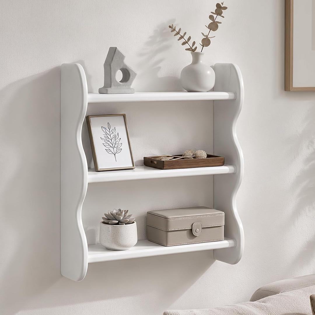 Aboacen 100% Solid Wood Shelves on Wall, Water Proof Bathroom Wall Shelves, 18.8 x 17.3 x 4.7 inches