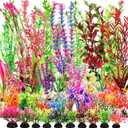 XunYee 100 Pcs Aquarium Plants Artificial Fish Tank Decorations 1.57 to 11.81 Inches Plastic Fish Tank Plants for Household and Office Simulation (Colorful)
