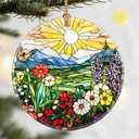 Christmas Ornaments, Dodosky 2.8in Ceramic Wildflower Ornament, Xmas Decor, Christmas Tree Ornaments, Xmas Decorations for Tree, Holiday Ornament, Flower Lovers Gifts, Gifts for Women, Mom, Grandma