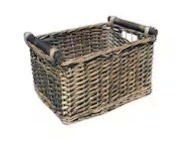 Baskets-Wicker Storage Baskets-Waterproof Wicker with Handles Hand-Woven Blue Handle Food Storage Pantry Woven Storage Boxes, 2 Pack 10x14.5, 16.5x11.5 Inch
