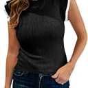 Saodimallsu Womens Summer Sleeveless Sweaters Vest Slimming Crewneck Cable Knit Ruffle Sweater Tank Tops Casual Work Tops.S