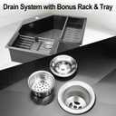 Corner Kitchen Sink 25 Inch, Black Butterfly Sink, 304 Stainless Steel Corner Sink Drop In Undermount Workstation Sink with Drain Rack, Tray & Sound Dampening, 24x9x24 inches