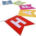 Fecedy Colorful Happy Birthday Banner Bunting Pre-Strung No DIY for Birthday Party Decorations (Multi)