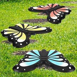 Landical 3 Pcs Butterfly Stepping Stone Resin Garden Stepping Stones Butterfly Outdoor Decorative Stones for Garden Lawn Walkway Pathway Decorations, 9.84 x 7.28 Inch