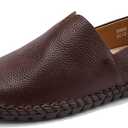 Men's Genuine Leather Loafer Shoes Slip On Soft Walking Driving Shoes, Around Size 10