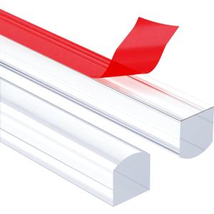 Shower Dam, 2 PCS 3/8" X 3/8" (WxH) Shower Threshold Water Dam,36In Clear Acrylic Shower Bottom Seal Stop Shower Leaks and Create a Water Barrier