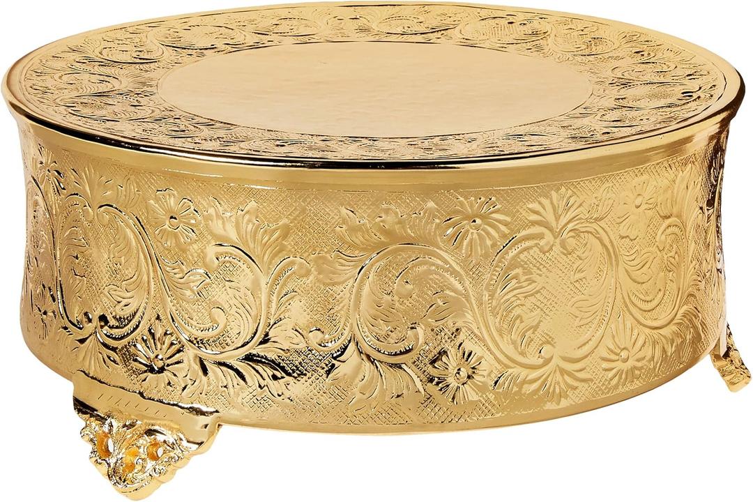 Round Ornate Wedding Cake Stand, 14", Gold 