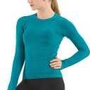 MathCat Seamless Workout Shirts for Women Long Sleeve Yoga Tops Sports Running Shirt Breathable Athletic Top Slim Fit (Large, Peacock Green)