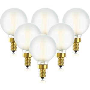 E12 Led G16.5 Bulb 4W,Dimmable E12 Candelabra Bulb 40 Watt,Soft White 3000K,Frosted Glass,Type G Bulbs for Chandelier,Vanity Light Bulbs,400lm,6 Pack