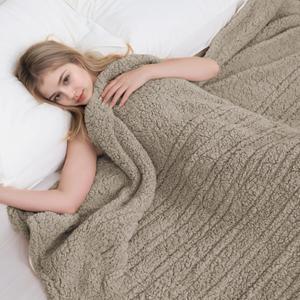 Electric Heated Blanket Full Size 72"84" with 9 Heating Levels & 1-10Hs Auto Off Double Sided Plush Sherpa, Energy Efficient, Machine Washable, for Couch & Bed, Light Brown