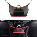 Ziciner Car Net Pocket Handbag Holder, Organizer Mesh Bag Between Two Seat, Driver Storage Netting Pouch for Handbag Purse, Barrier of Backseat Pet Kids, Car Accessories for Women Men (Black&Red)