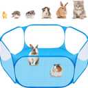 Amakunft Small Animal Playpen, Pop-Up Portable Play Yard for Guinea Pigs, Rabbits, Hamsters, Hedgehogs, Foldable Exercise Fence with Breathable Mesh for Indoor Outdoor Use (Blue)