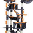 Heybly Cat Tree, 71-Inch-Tall Tower for Indoor Cats with 2 Perches, 2 Big Condos, 2 Hammocks, Basket, Scratching Pad, Large Cat Furniture and Condo, Smoky Gray HCT034G