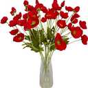 ATFL Red Poppy Flowers Artificia Fake Faux Silk Poppies Bulk with Stems
red poppies, 12-pack 23.5", realistic artificial silk poppy flowers, silk stems perfect for memorial day home wedding decor
