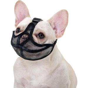 Ohcozzy Short Snout Dog Muzzle with Soft Mesh, Wont Cover Eyes Bulldog Muzzle for Small Medium Large Dog Anti Bitting Chewing BarkingM,Black
