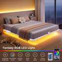 Floating Bed Frame King Size with 4-Side Underbed RGB LED Lights & Charging Station, Modern Metal Platform Bed No Box Spring Needed, 10in Comfort Height, 1000lbs Support for Bedroom
