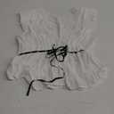 Women Lace Trim Shirts Sleeveless V Neck Flutter Sleeve Tie Front Cropped Tank Tops Slim Fit Going Out Tops S
