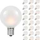 Novelty Lights 25 Pack G40 Frosted White Outdoor Globe Bulbs, Light Bulbs Glass Incandescent Bulbs with 3000 Hour Lifespan, Globe String Lights Replacement Bulbs