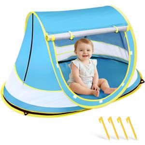 Techip Baby Beach Tent, Pop Up Beach Tent Sun Shade for Beach, UPF 50+ UV Protection Sun Shelters for Infants with Carry Bag for Outdoor Travel, Camping(Blue)