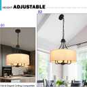17.7" Drum Chandelier Boho Light Fixture 5 Light High Ceiling Chandelier Modern Pendant Lights for Dining Room with Linen Lampshade E12 Base