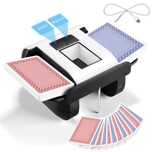 ROYPOUTA Automatic Card Shuffler for 1-2 Decks - Auto Rechargeable Canasta Shuffler Machine - Birthday Gifts for Card Lover Game