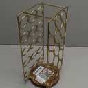 MyGift Modern Brass Tone Plated Metal and Brown Mango Wood Coffee Pod Holder Stand - Tabletop Caf Bar Coffee Capsule Storage Rack - Handcrafted in India