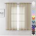 Lecloud Taupe Sheer Curtains 63 Inch Length 2 Panels, Airy & Breathable Solid Voile Tan Bedroom Drapes with Dual Rod Pockets, Gauzy Farmhouse Living Room Window Treatments, 40" W x 63" L