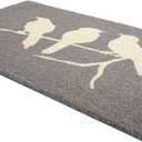 Fab Habitat Non Slip Doormat - Durable, Thin - Natural Coir & Rubber - Entryway, Front Door, Porch, Patio - Birds on Branch Gray (18" x 30" Non-Slip), Large - Extra Thin, Low Profile