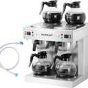 NUPANT Dual Drip Commercial Coffee Maker with Water Line 200 Cup/H 7.2L Auto-Filling Drip Coffee Maker Machine with 4 Carafes & 4 Warmers Stainless Steel Pour over Double Coffee Brewer for Restaurant