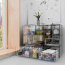 Desk Organizer Set, Clear Stackable Dustproof Storage Boxes for Desktop, Office, DIY Craft & Vertical Space Saving, Perfect for Makeup, Stationery, Jewelry Organization (10 Drawer)