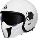 TRIANGLE Full Face Motorcycle Helmets,Off-Road Motocross Helmet for Men & Women,Dual Visor with Internal Tinted Sunshield,Open Face 3/4 Adult Racing Helmet DOT Approved(White,M)