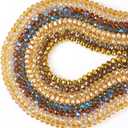 Elecrelive 8 Strands 8mm Faceted Rondelle Crystal Glass Beads Orange Brown Briolette Spacer Beads Autumn Style for Halloween Bracelet Necklace Earring Beading Jewelry Making