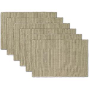 AVKA Studio 100% Cotton Ribbed Placemats - Set of 6-13 x 19 Inches - Beige - Everyday Cloth Table Mats - Thick Construction, Washable & Reusable Cloth Place Mats