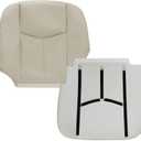 Driver Side Bottom Leather Seat Cover & Foam Cushion Light Neutral Tan 522 or 52i Compatible with Chevy Avalanche Tahoe Suburban GMC Yukon XL 2003 2004 2005 2006