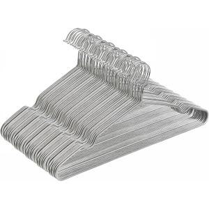 Tosnail 50 Pack Stainless Steel Wire Metal Hangers, 16-Inch Non-Slip Hanger, Space Saving Closet Clothes Organizer, Grey
