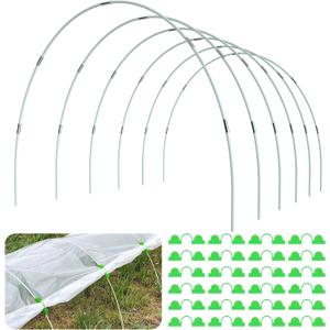 Greenhouse Hoops for Raised Beds, 36pcs Rust-Free Fiberglass Garden Hoops Grow Tunnel Wide, 8FT Heavy Duty Plant Support Hoops with Flush Connectors & 24pcs Clips for Netting Row Cover
