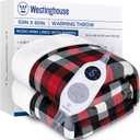 Westinghouse Electric Throw Heated Throw Blanket Soft Flannel & Sherpa Heating Blanket with 6 Heating Levels 2-10 Hours Auto-Off, Fast Heating & Overheat Protection Machine Washable, Red 50x60 Inches