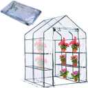 Walk-in Greenhouse Replacement Cover with Roll-Up Zipper Door -56 x 56 x 76 Inch PVC Greenhouse Cover for Outdoor Plant Gardening Plants Cold Frost Protection Wind Rain Proof (Frame Not Include)