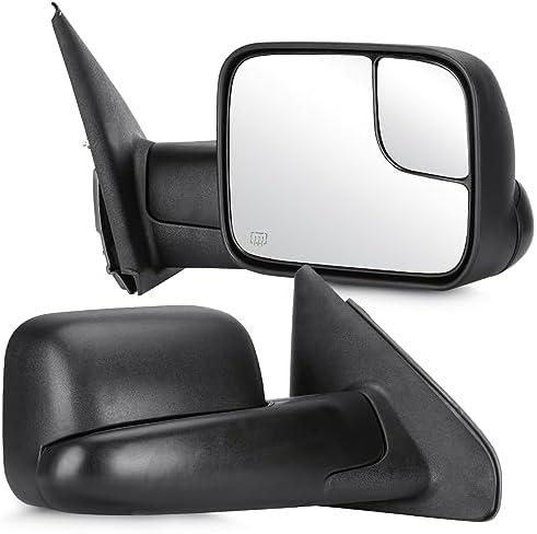 Youxmoto Towing Mirrors Fits 02-08 for Dodge Ram 1500, 03-09 for Dodge Ram 2500/3500 Pickup Truck 2002 2003 2004 2005 2006 2007 2008 2009, Tow Mirrors Heated, Manual Folding/Flip Up