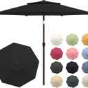 10FT Patio Umbrella, 2 Tier Outdoor Table Umbrella, Large Vented Market Umbrellas with Push Button Tilt and Crank, 8 Sturdy Ribs for Backyard, Deck, Pool, UPF50+ UV Protection